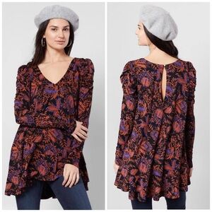 Free People Noir Floral Hello Lover Tunic